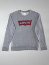 Levi’s Batwing Logo Sweatshirt – Grey, classic red batwing logo print (M)