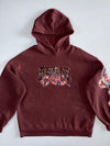Bershka Fortune Floral Graphic Hoodie Burgundy (L)