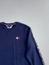 Tommy Hilfiger Flag Logo Navy Crewneck Sweatshirt Sleeve Print(XL)
