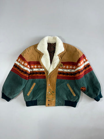 Vintage Southwestern Aztec Suede Leather Jacket (M/L)
