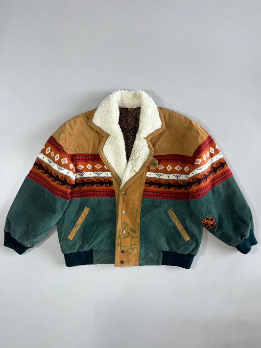 Vintage Southwestern Aztec Suede Leather Jacket (M/L)