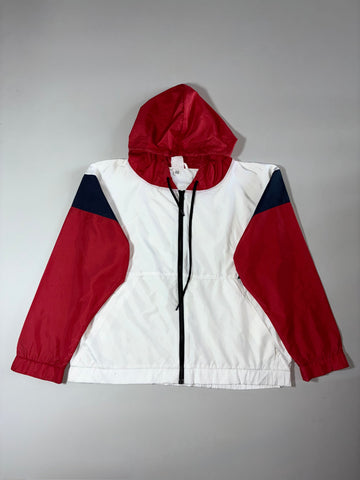 Reebok Colorblock Hooded Windbreaker – White/Red/Navy (M)