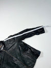Vintage Black Leather Zip-Up Cafe Racer Jacket (L)