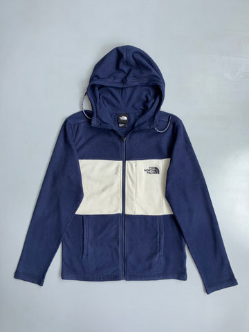 The North Face | Colorblock Fleece Full-Zip Hoodie | Navy & Cream (M)