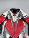 Dainese Italian Pure Leather Vintage One-Piece MotoGP Racing Leather Suit W/ Back hump and proper (Padded) Red-White-Charcoal |  (Paded)Size -(S) Chest (40Inches)