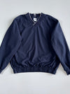 Adidas V-Neck Pullover Windbreaker - Navy White Stripe Vintage Lined (L)