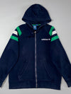 Adidas Originals Navy Green Stripe Zip-Up Hoodie (XL)