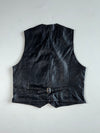 Vintage Black Leather Button-Up Waistcoat Vest (S)