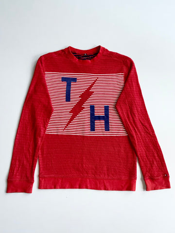 Tommy Hilfiger Red TH Logo Striped Sweatshirt (S)