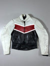 Ikon Sport White Red Black Leather Biker Jacket (S/M)