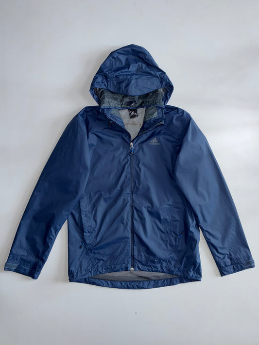 Adidas Vintage Navy Blue Hooded Mesh-Lined Windbreaker Rain Jacket Size (L)