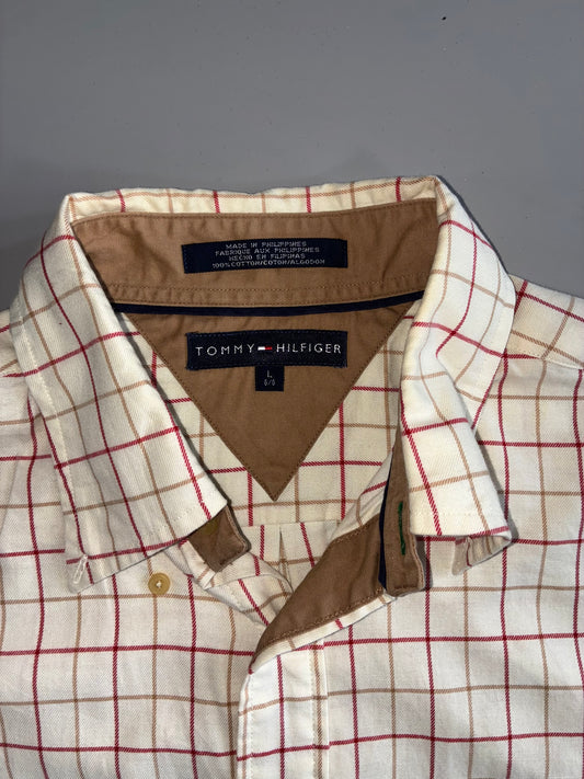 Tommy Hilfiger | Windowpane Check Long Sleeve Shirt | Cream/Red (Xl/2Xl)