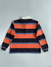Vintage Striped Rugby Shirt – Navy, Orange & Grey “Since 1991” Crest (XL)