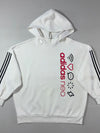 Adidas Neo Graphic Three-Stripe White Pullover Hoodie (2XL/3XL)
