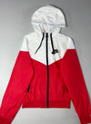 Nike Windrunner Full-Zip Hooded Jacket – Red & White Colorblock (XS)