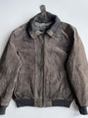 C&A Vintage Grey Suede Pig-Split Shearling Bomber Jacket (L)