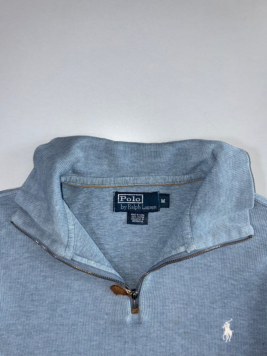 Polo Ralph Lauren | Quarter-Zip Ribbed Pullover | Light Blue (XL)