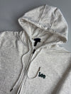Lee Origin Fit Oatmeal Grey Full-Zip Hoodie with Embroidered Logo – (S)