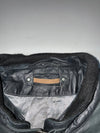 Vintage Black Leather Zip-Up Cafe Racer Jacket (L)