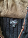 Schott NYC Chunky Rib Knit Zip-Up Hooded Sweater(M)