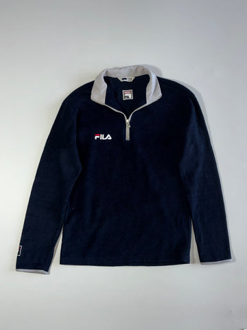 Vintage FILA Navy & Grey Half-Zip Fleece Pullover – 95 (S)