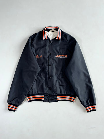 Vintage 80s Don Alleson Athletic Satin Varsity Jacket – Bulkmatic Transport Trucker – Made in USA (M/L)