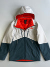 The North Face Insulated Colorblock Hooded Jacket White Slate Blue Orange Lining (M)