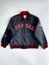 Vintage 90s Majestic Boston Red Sox MLB Satin Snap Button Bomber Jacket (XL)