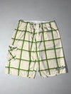 Vintage Quiksilver Cream Green Plaid Board Shorts (W:32) (L:24)