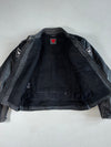 Dainese Black Leather Motorcycle Jacket – Shoulder Logo Racer, Mesh Lined Padded (S)