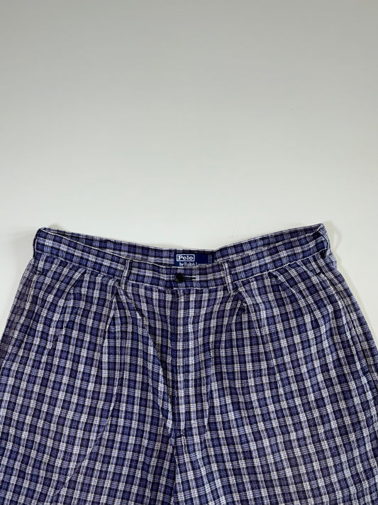 Polo by Ralph Lauren Navy Plaid Pleated Shorts (W:36|L:21)