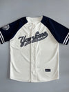 New York Yankees MLB Button-Up Baseball Jersey – Cream & Navy | Genuine Merch (L)
