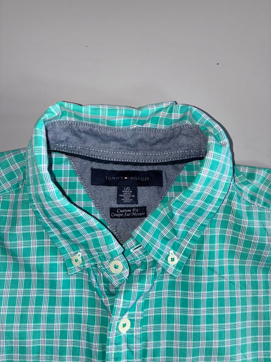 Tommy Hilfiger | Custom Fit Check Short Sleeve Shirt | Green/White (L/Xl)