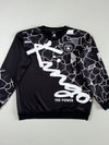 Kingo The Power Black All-Over Graphic Crewneck Sweatshirt (XL)