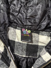 Base Control Buffalo Check Quilted Hooded Jacket – Black/White -(S)