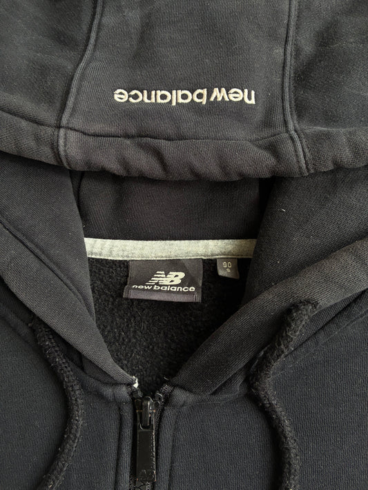 New Balance Essential Black Zip Hoodie – Embroidered Logo | (M)