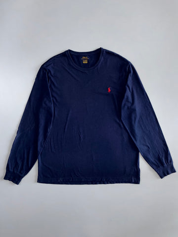 Polo Ralph Lauren Long Sleeve Crewneck Tee — Navy/Red Pony (XL)