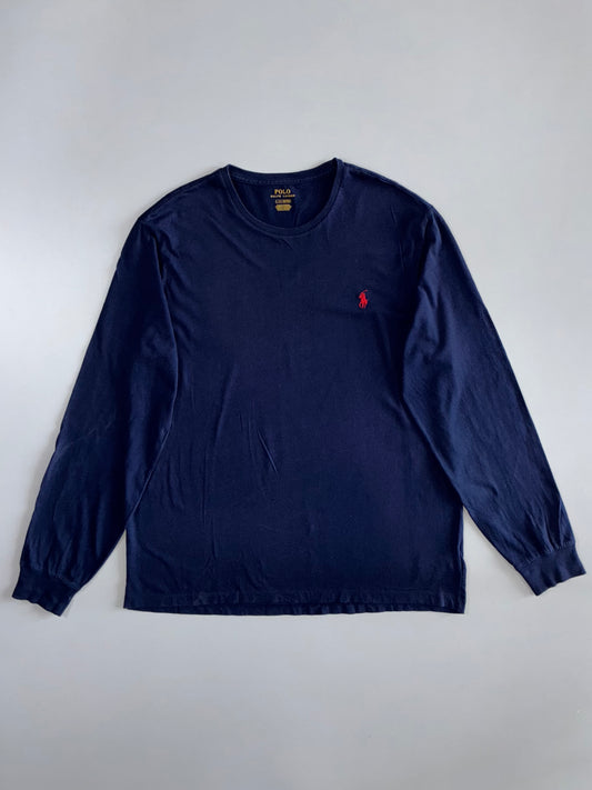 Polo Ralph Lauren Long Sleeve Crewneck Tee — Navy/Red Pony (XL)
