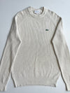 Lacoste Classic Fit Waffle Knit Crewneck Sweater – Cream (M)