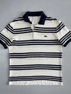 Lacoste Vintage Navy Striped Polo T-Shirt (L)