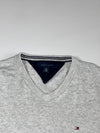 Tommy Hilfiger Classic Flag Logo V-Neck Knit Sweater – Heather Grey (XL)