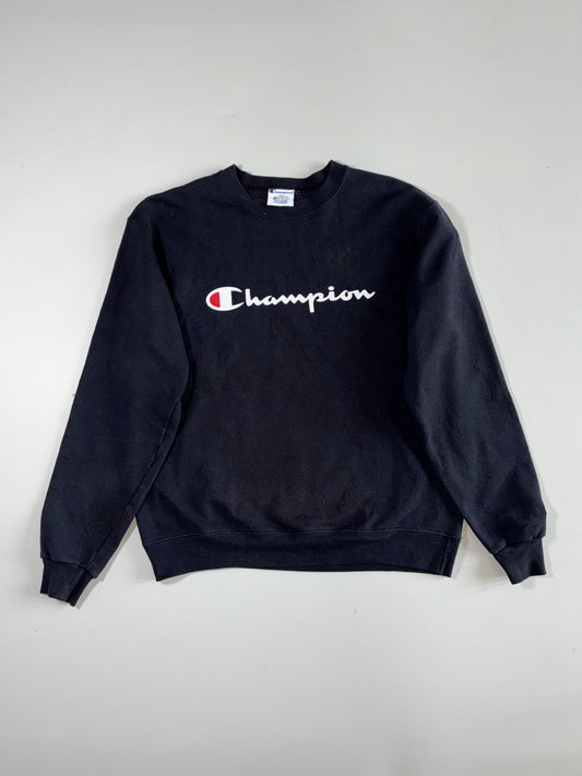 Champion Script Logo Crewneck Sweatshirt – Black (M)