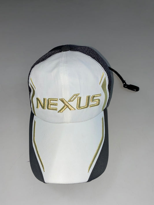 Shimano Nexus White Black Gold Embroidered Fishing Cap – Mesh Back with Hat Clip Cord (Adjustable)