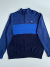 Lacoste Navy & Blue Colorblock Quarter-Zip Knit Sweater (L)