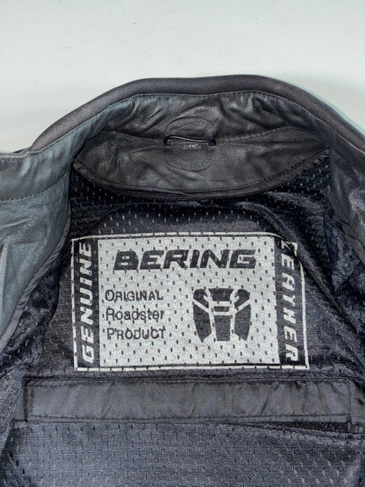 Bering Original Roadster Graphic Black Leather Motorcycle Jacket Padded Women’s (XS)