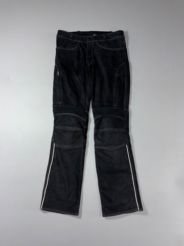 Genuine Leather Armoured Motorcycle Riding Pants Knee Paded (W:34) (L:43)
