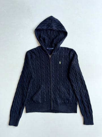 Ralph Lauren Sport Navy Cable Knit Zip-Up Hoodie (S)