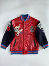 Akademiks World Judo Competition Premium Multi Patches Bomber Leather Jacket (2XL)