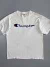 Champion Script Logo Short Sleeve Tee White/Navy (L)