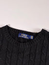 Polo Ralph Lauren Black Cable Knit Crewneck Sweater – White Pony (2XL/3XL)